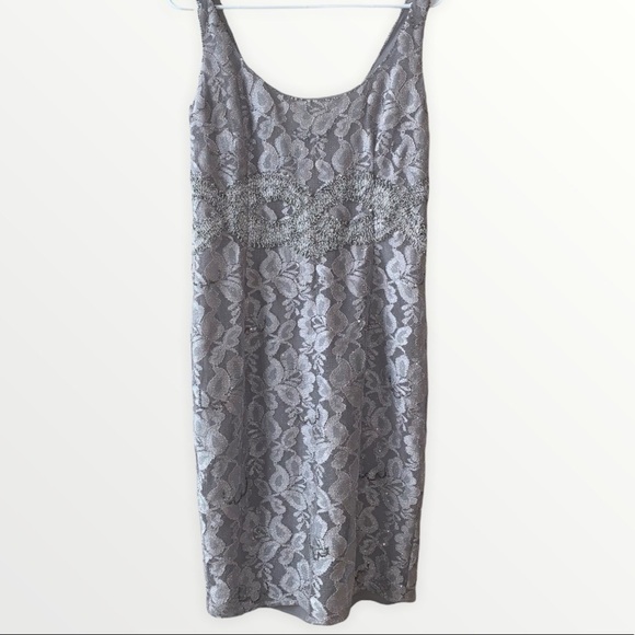 Silver Sparkle Stitching Embroidered Dress - Picture 1 of 8